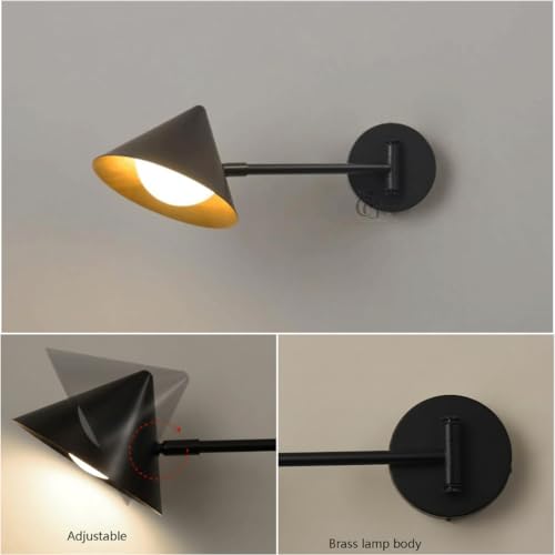 Image of Designer Cone Wall-Mounted Spotlight|Adjustable Arm Bedside Lamp for Ambient & Reading Lighting, Perfect for Bedroom, Office, Living Room, Hotels|Polished-Black