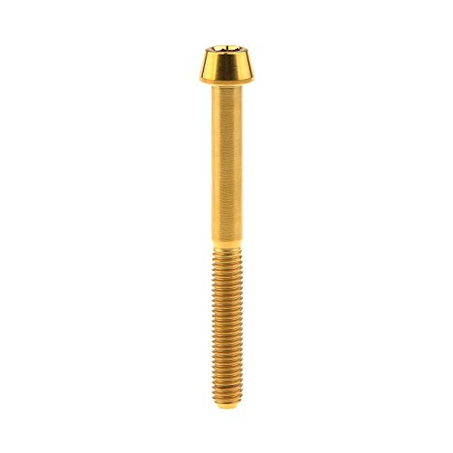 Image of Titanium Ti Bolt M5x9 16 18 20 25 30 35 40 45 50 55 60mm Tapered Head Screws Pack of 4 (M5x50mm, Gold)