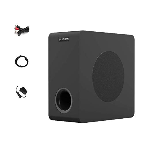 BESTISAN Powered Subwoofer, Compact Subwoofer for Home Audio Theater, Deep Base, Built-in Amplifier Wireless Subwoofer for TV, Optical/RCA/Bluetooth (6.5 Inch, Black,) (Renewed)