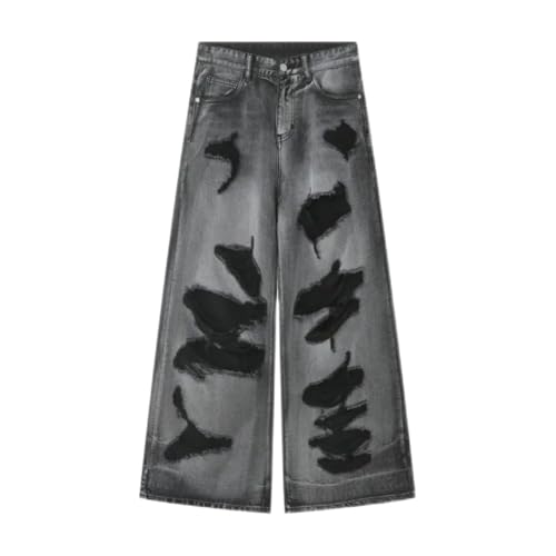 Men's Jeans Hole Worn-Out Bagger Wide Leg Hip Hop Summer Denim Pants