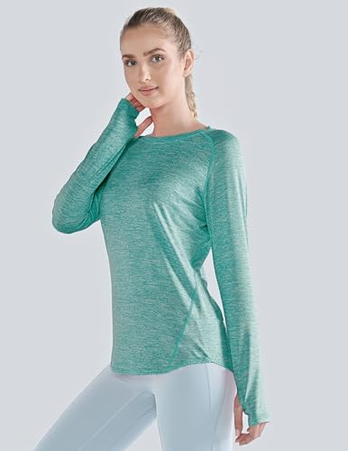 4-Pack: Womens Long Sleeve Athletic Tops with Thumb Holes – Dry Fit Active Crewneck Workout Tees3