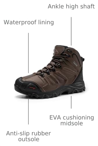 Image of NORTIV 8 Men's Ankle High Waterproof Hiking Boots Outdoor Lightweight Shoes Trekking Trails Armadillo