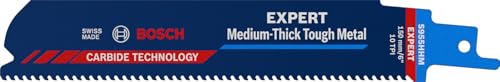 Bosch Professional 1x Lame de scie sabre Expert `Medium-Thick Tough Metal` S 955 HHM (pour Acier robuste, Tôles en acier inoxydable, Longueur 150 mm,...