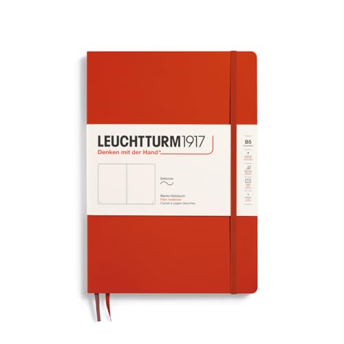 LEUCHTTURM1917 - Notebook Softcover Composition B5-123 Numbered Pages for Writing and Journaling (Fox Red, Plain)