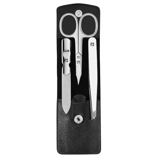 ZWILLING Maniküre-Set (3 teilig, Pediküreset für Nagelpflege und Nagelhautpflege, Leder, mit Nagelschere), Edelstahl Poliert, Schwarz