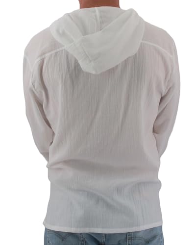 Men's Hoodie Button Down Hippie Shirts Beach 100% Soft Cotton Top Yoga Shirt3