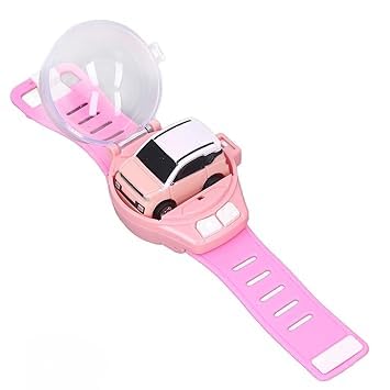 ANI World Mini Remote Control Car Watch Toys 2.4 GHz Cartoon RC Watch Racing Car, USB Charging Remote Control Car, Cute Watch Car Toy Cartoon RC Car Gift for Kids (Pink)
