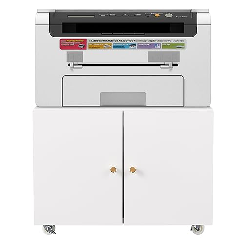 Ball & Cast 17.70" Metal Office Copier File Cabinet with 2 Door and 360 ° Universal Wheel,Mobile Lateral Filing Cabinets w/Aluminum Alloy Handle,Rolling Printer Stand for Legal/Letter/A4,White by Ball & Cast - Image 5