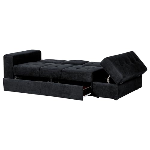 Couch Gästebett Sofa 3er Dreisitzer mit Bettkasten schwarz modern Falster – Bild 7