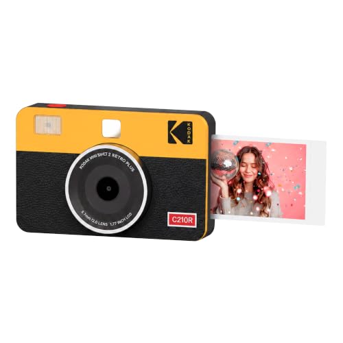 KODAK Mini Shot 2 Retro 4PASS 2-in-1 Sofortbildkamera und Fotodrucker (5,3x8,6cm) + 8 Blatts, Gelb