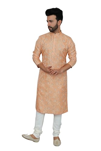 Men's Dupion Printed Kurta, Multicolor, Straight Fit, Mandarin Collar, Long Sleeves, Dupion Fabric4