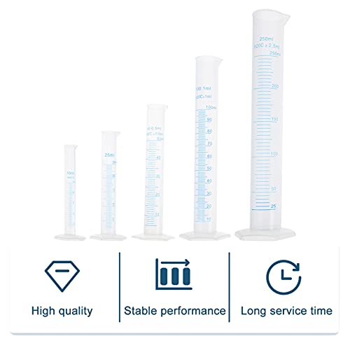 ULTECHNOVO 5Pcs de Vidro Cilindro de Medição Cilindro Graduado Em Laboratório Tubo De Ensaio para a