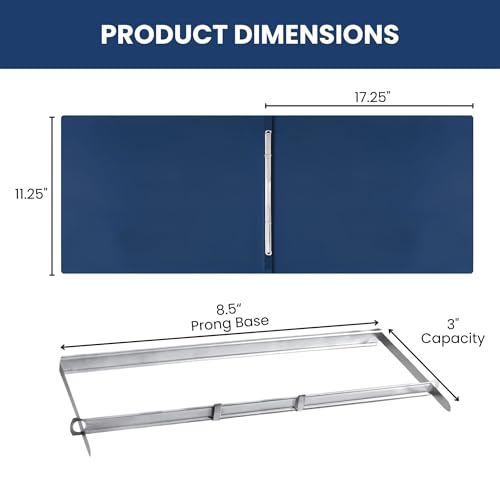 10 Pack of 11”x17” Landscape Pressboard Presentation Binder Folder, Blue Fiberboard Report Cover with 3" Capacity Metal Prong Paper Fastener, Heavy-Duty Document Binder for Reports and Proposals