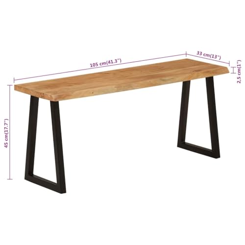Banc en bois massif d'acacia stable pour table de salle à manger - 3