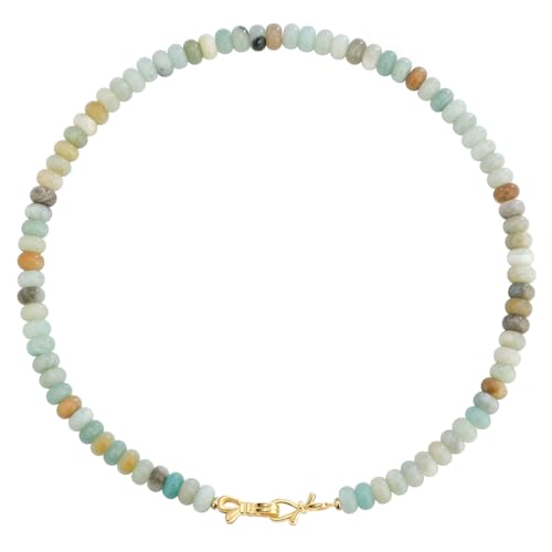 NLIEO Amazonite Gemstone Beaded Choker...