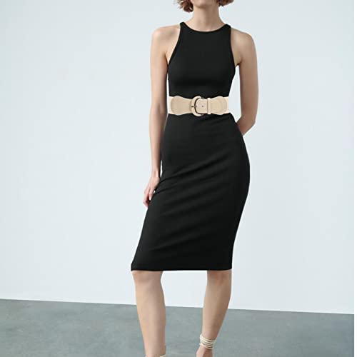 Valleycomfy 3-Piece Women's Elastic Wide Dress Belts - PU Leather, Stretchy, Vintage Waistband2