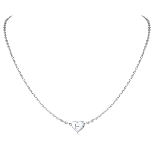 Chaîne de 41 cm + 5 cm ajustable, collier cœur initial argent anti-allergie