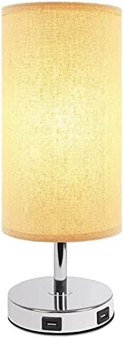 aooshine Touch Table Lamp with 2 USB Charging Ports(2 LED Bulbs Included), 3 Way dimmable Touch Control Bedside Lamp, Suitable for Nightstand Lamp Yellow