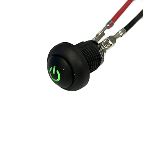 Bouton-poussoir 12mm étanche avec voyant LED vert 6V marche arrêt pour tableau de bord - 2
