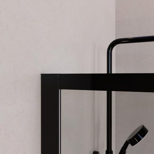 Mampara frontal corredera de 160 cm con perfiles estéticos en negro mate 6
