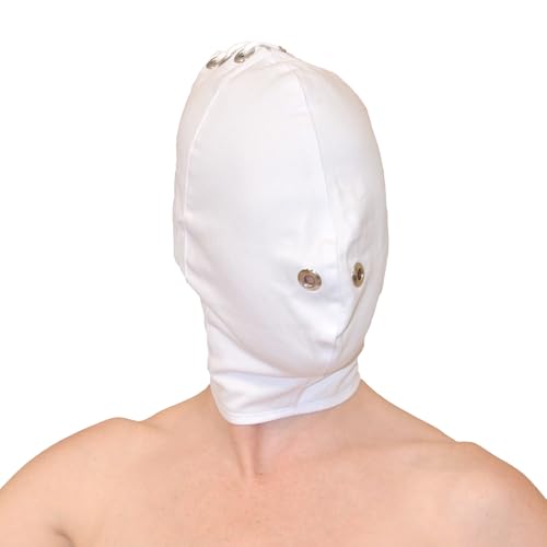 Cagoule fétiche BDSM ajustable masque coton opaque ouverture nasale - 3