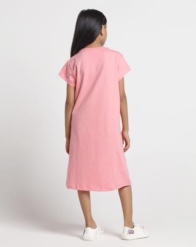 Image of T2F Girls Cotton Printed Regular Fit Knee Length Nightgown (Pack of 3)