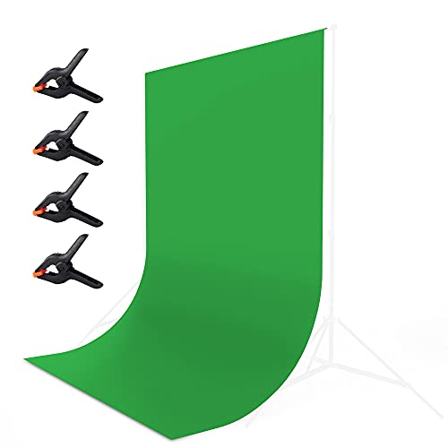 UTEBIT 6x9ft Green Screen Backdrop Polyester Background Solid Color 1.8 x 2.8M Chromakey Photo Background Cloth Sheet Foldable for Photography Video Studio Backdrops (Stand Not Included)