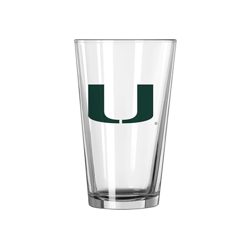 NCAA Miami Hurricanes Gameday Classic 16 oz Pint Glass - Durable Glass With Bold Team Logo – Chip-Resistant Rim Drinkware For Fans, Tailgates, Home Bars & Everyday Use