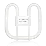 Akynite 16W 2D Square 2-Pin GR8 Cap Warm White (3500k) Compact Fluorescent Lamp, AC 230V, CFL 2 Pin Light Bulb, not dimmable, GR8 DD Flat Butterfly Bulb for Flush Ceiling Light, 1PC