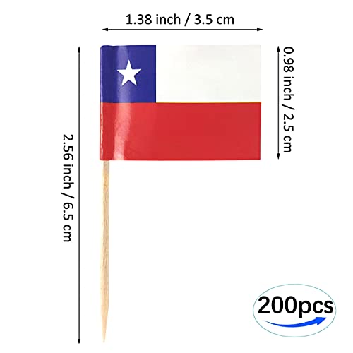 Mini drapeau du Chili de qualité pour gâteaux - Set de 200 décorations - 3