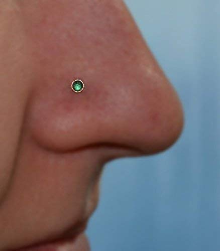 2Mm Emerald Tragus Stud - Gold Nose Stud - Tragus Earring - Cartilage Earring - Helix Piercing - Nose Hoop - Nose Ring Stud 16G #TOP2