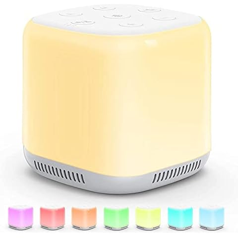 White Noise Machine Baby, Sound Machine with 34 Natural Sounds and 8 Colour Night Light for Baby Sleeping, Continuous or Timer, Memory Function Cover