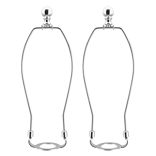 Image of Aspen Creative 20038-22, 8 inch Lamp Shade Harp Holder With E26 UNO Fitter Adapter, Includes Solid Steel Bumped Cylinder Finial /8 inch Harp And E26 36mm UNO Fitter In Satin Nickel Finish, 2 Pack