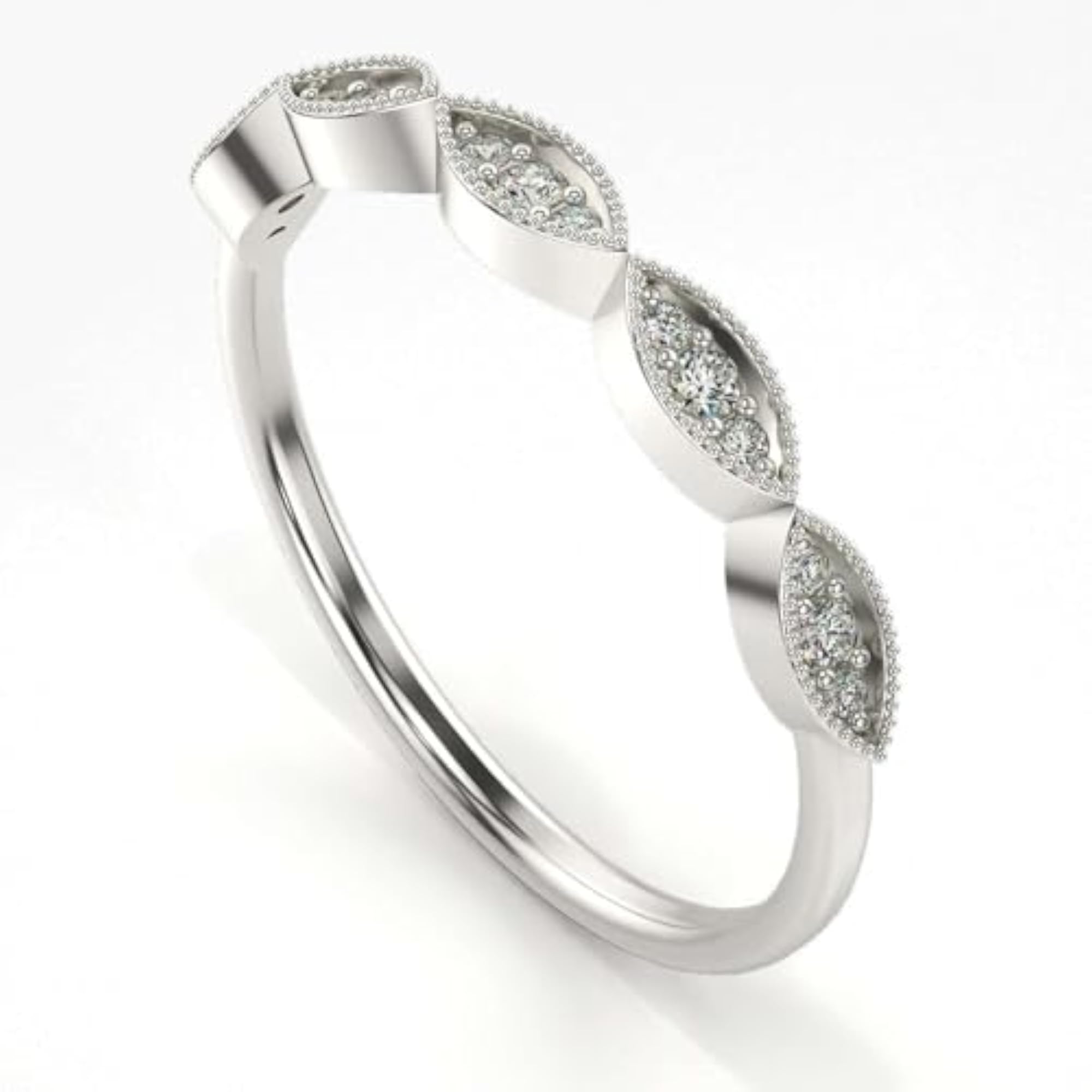 Women's Sterling Silver & Lab Grown Diamond Ring, 0.12cts