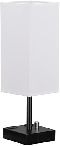 Fabric Table Lamp Bedside Office Writing Desk(Natural) (White,A)