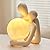 AWNR Ceramic Couple Statue Hold The Lamp Figurines with USB Ports (with 3 Color Light) Abstract Art Sculpture for Home Decor Living Room Bedroom Nightstand Decorations Gift for Anniversary