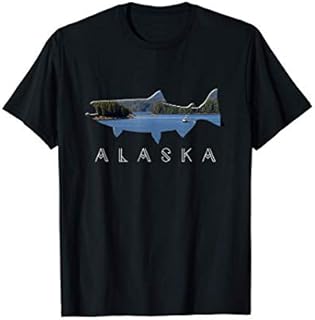 Alaskan King Salmon with Fishing Boat Saltwater Fishermen T-Shirt