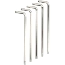 HARFINGTON 5 Pcs T30 Security Anti Tamper Proof Torx Star Key Bit 4.76" Long Arm L-Shaped Torx Hex Key Wrench with Hole 6 Points Spanner Carbon Steel Hand Tool for Automotive Bright Silver