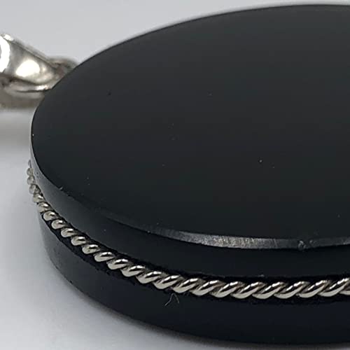 Genérico 1.18" Obsidian round pendant Necklace scrying, disk, polished, Black round mirror, handmade3