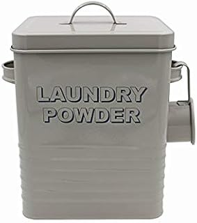 Lesser & Pavey New Sweet Home Laundry Powder Tin with Scoop, Metal, Grey, 18 x 15 x 25 cm