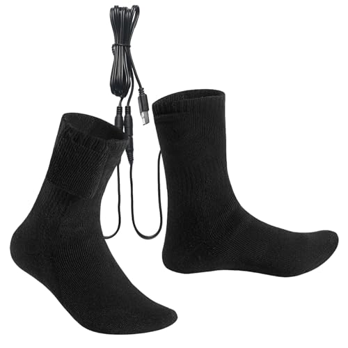 Calcetines calefactores de invierno,Calcetines térmicos de invierno | Calcetines térmicos de calentamiento rápido para pies largos,Calcetines térmicos USB transpirables para senderismo, viajes, viajes