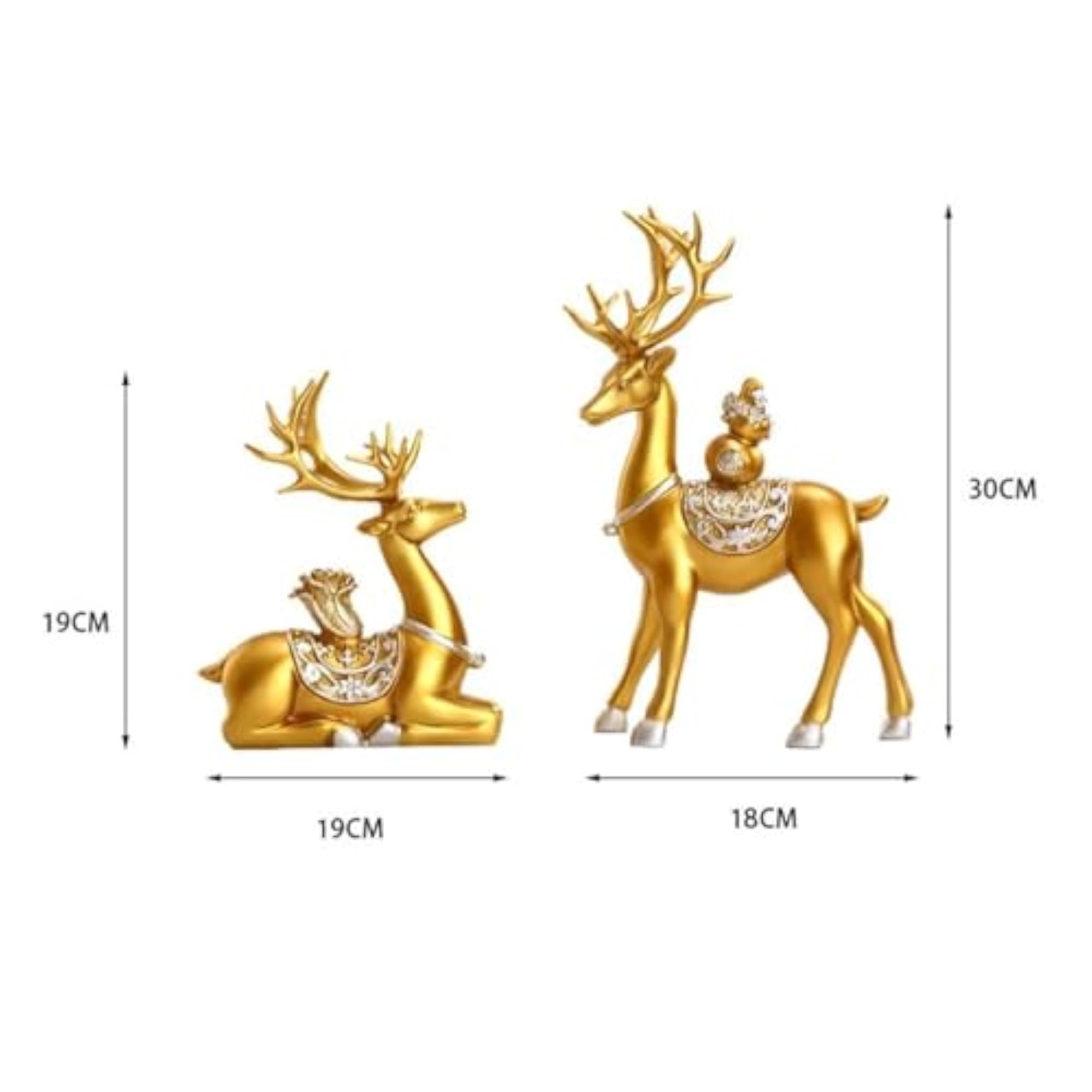 Romantic Deer Couple Figurine Set for Home Decoration