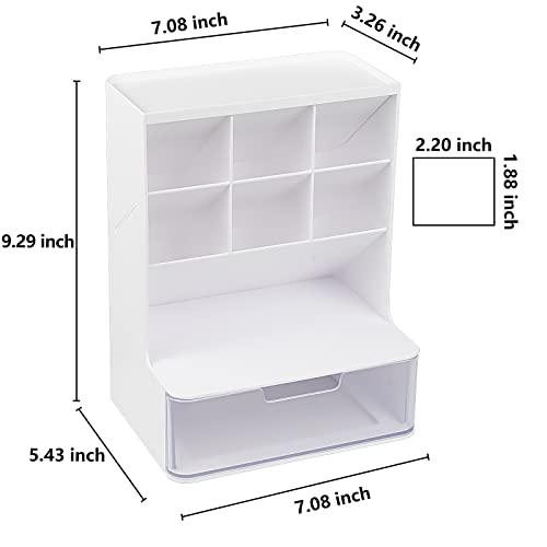 Yarramate Makeup Organizer With Brush Holder Clear Drawer, Cosmetic Display Stand For Lipsticks, Eyeshadow, Nail Polish Jewelry Skincare, Perfume,In Vanity, Bathroom Countertop, Bedroom Dresser, White #TOP2