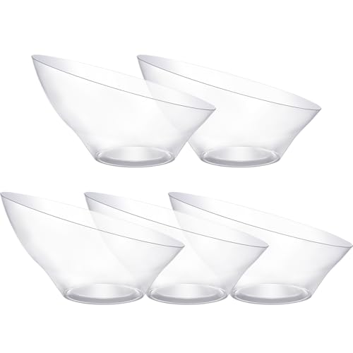 Bestluck 12pack Clear Plastic Serving Bowls for Party,20oz Disposable Serving Bowl,Angled Bowls for Wedding Party Chip, Candy, Salad,Fruit