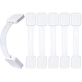 6-Pack Adhesive Baby proofing Strap Locks, Child Proof Cabinet Latches for Drawers, Microwave, Oven, Trash Can, Refrigerator, Toilet Lid, Adjustable No Drilling Need