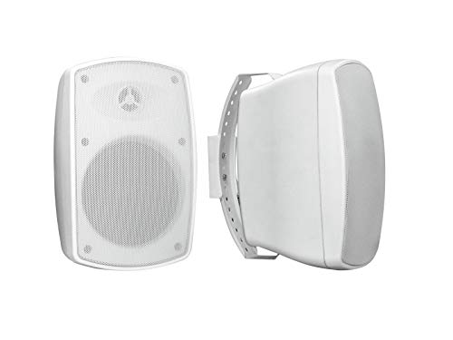 Haut-parleurs muraux 8 ohms blancs OMNITRONIC OD-6 étanches avec support de fixation