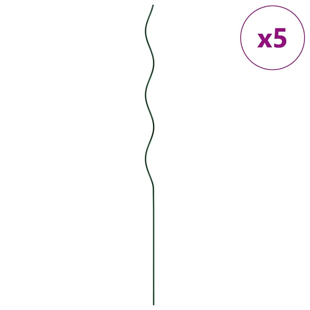 Soporte para plantas de acero verde, 110 x 0,6 x 0,6 cm, 5 unidades en espiral, soporte para tomates en jardín, balcón, bancal elevado para fijar y cultivar plantas trepadoras