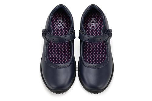 JABASIC Girl's School Uniform Shoes Mary Jane Dress Shoes (13M New,Navy)