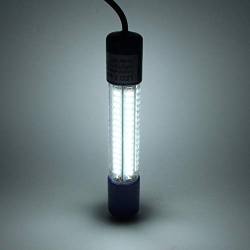 ZONCENG 8W 180 Leds bajo el Agua luz Nocturna de Pesca Sumergible lámpara Cebo Calamar Pescado atracción luz con Cable de 18 pies, Blanco