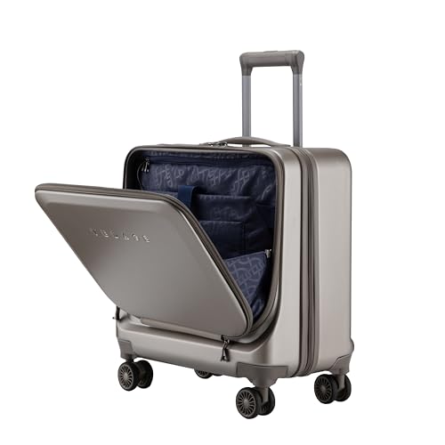 Image of Verage Luxe Leader 16.5 inch inch Cabin Size Carry On Laptop Overnighter Pilot Luggage with Trolley & 360º Rotating 4 Wheels (Champagne)